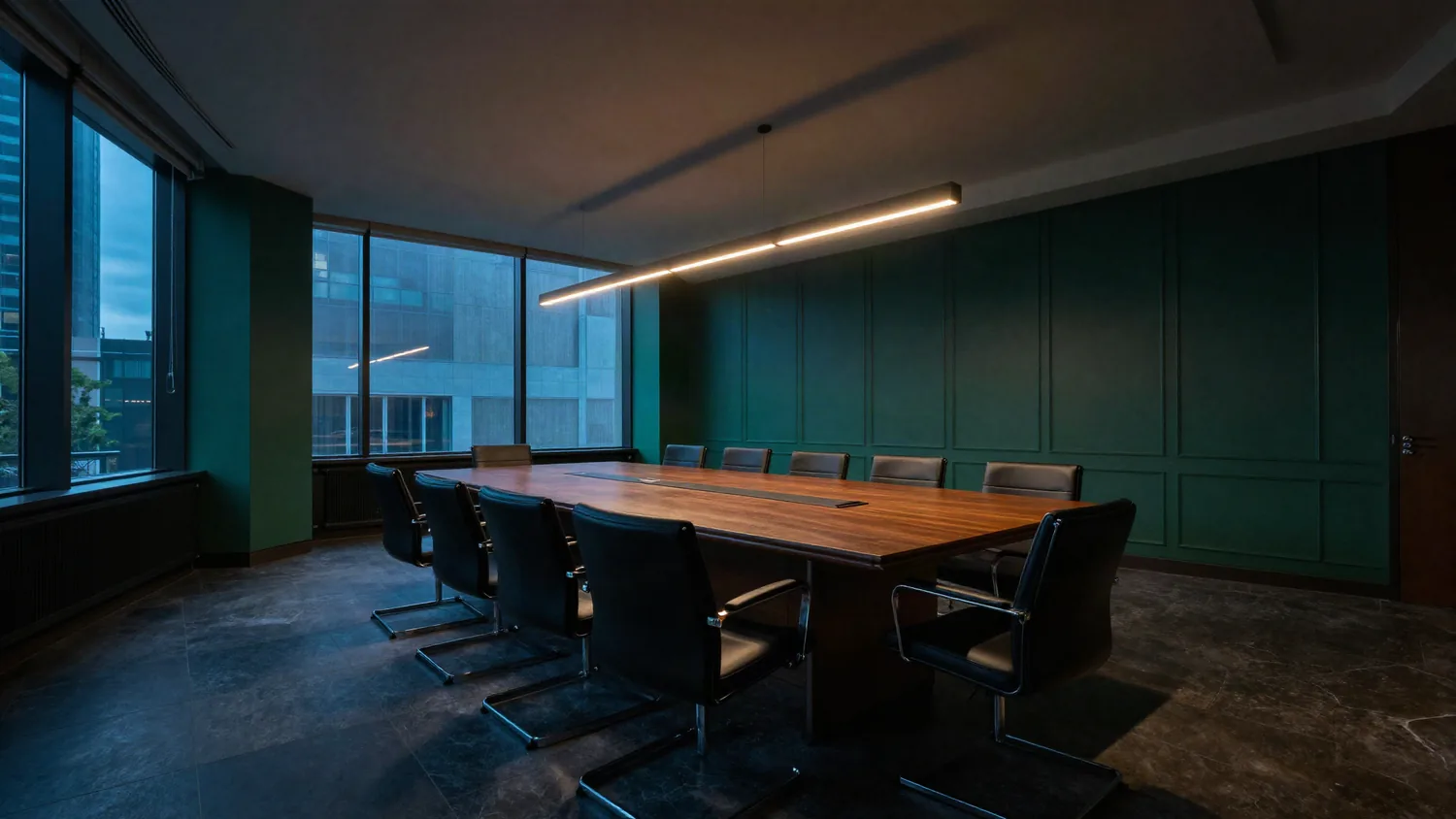 Board floor with conference tables and executive seating